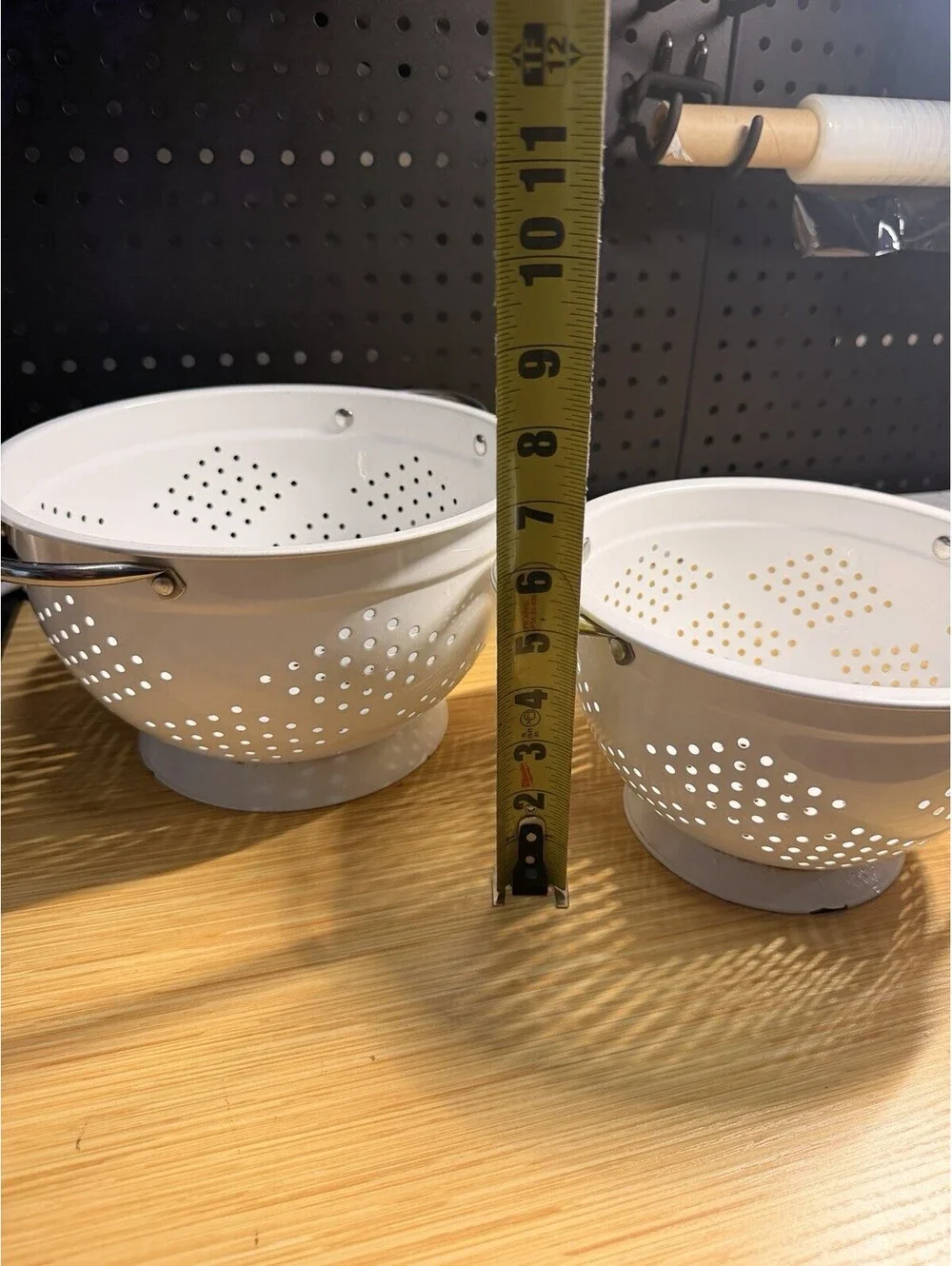 2 Set Of Vintage Unique White Enamel Strainer Colander 10